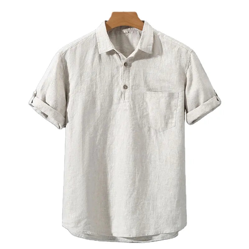 Men's Polo Shirt Linen Casual Comfortable Fit-1