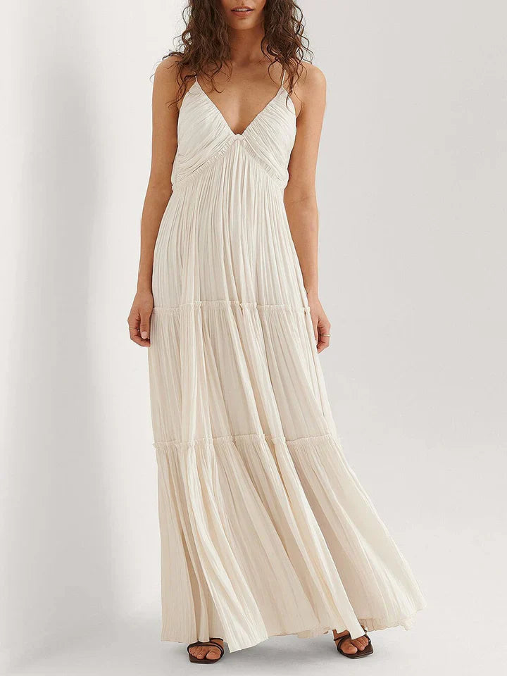 Women's Maxi Dress Pleated Summer Style-1