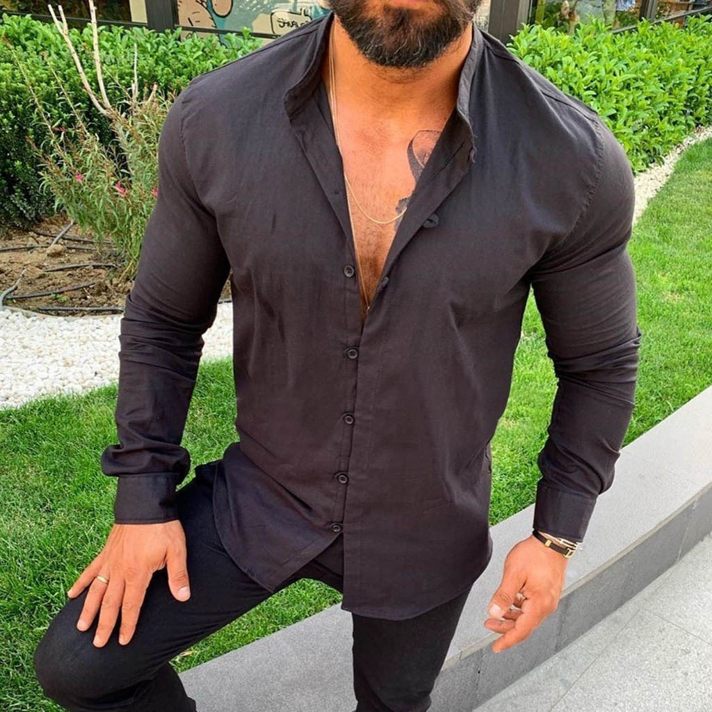 Men's Linen Shirt Casual Lightweight Breathable-4