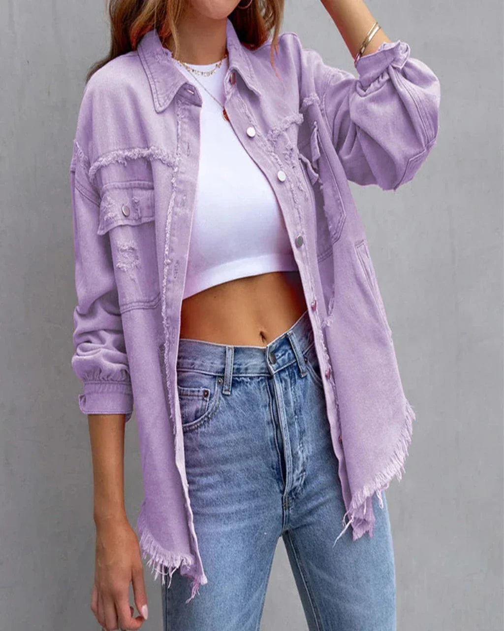 Variant image for Nienke | Women's Tattered Denim Jacket-21