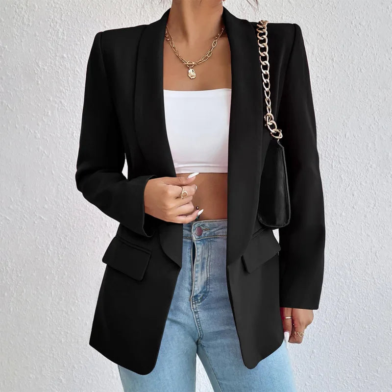Women's Black Blazer Polyester-2