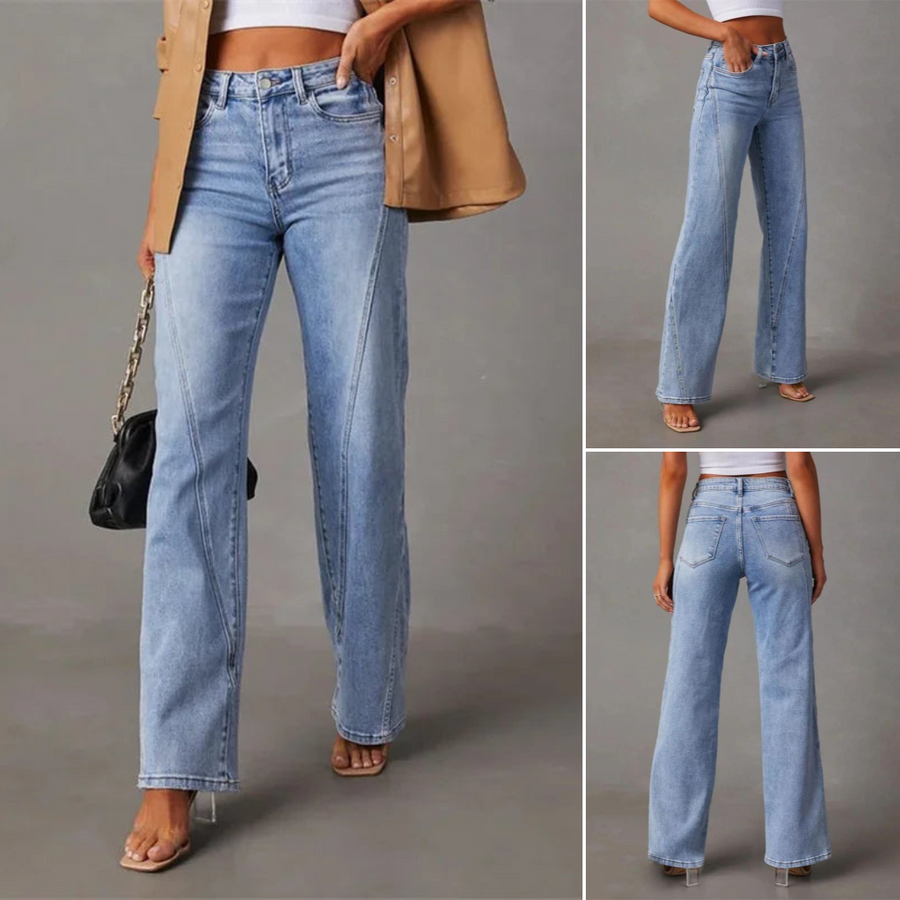 Women's Stretch Denim Flare Jeans High Waist-5