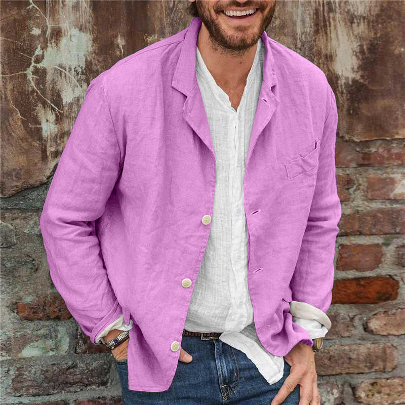Men's Linen Blazer Jacket Casual Stylish-6
