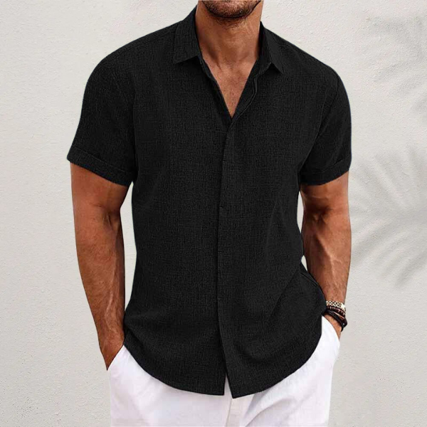 Men's Linen Shirt Short Sleeve Relaxed Fit-2