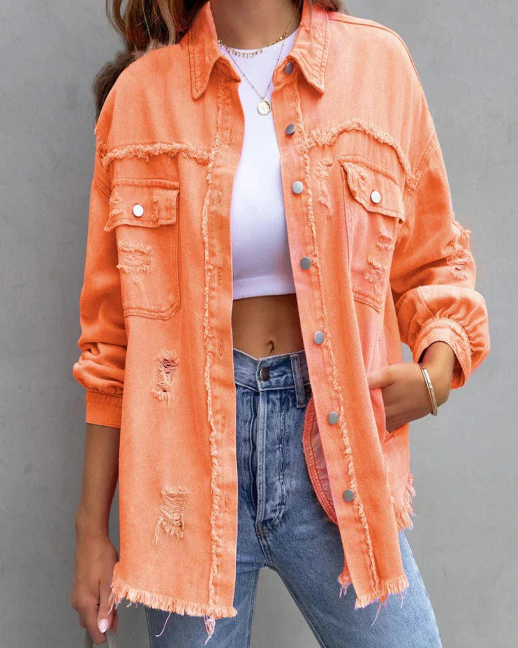 Variant image for Nienke | Women's Tattered Denim Jacket-16