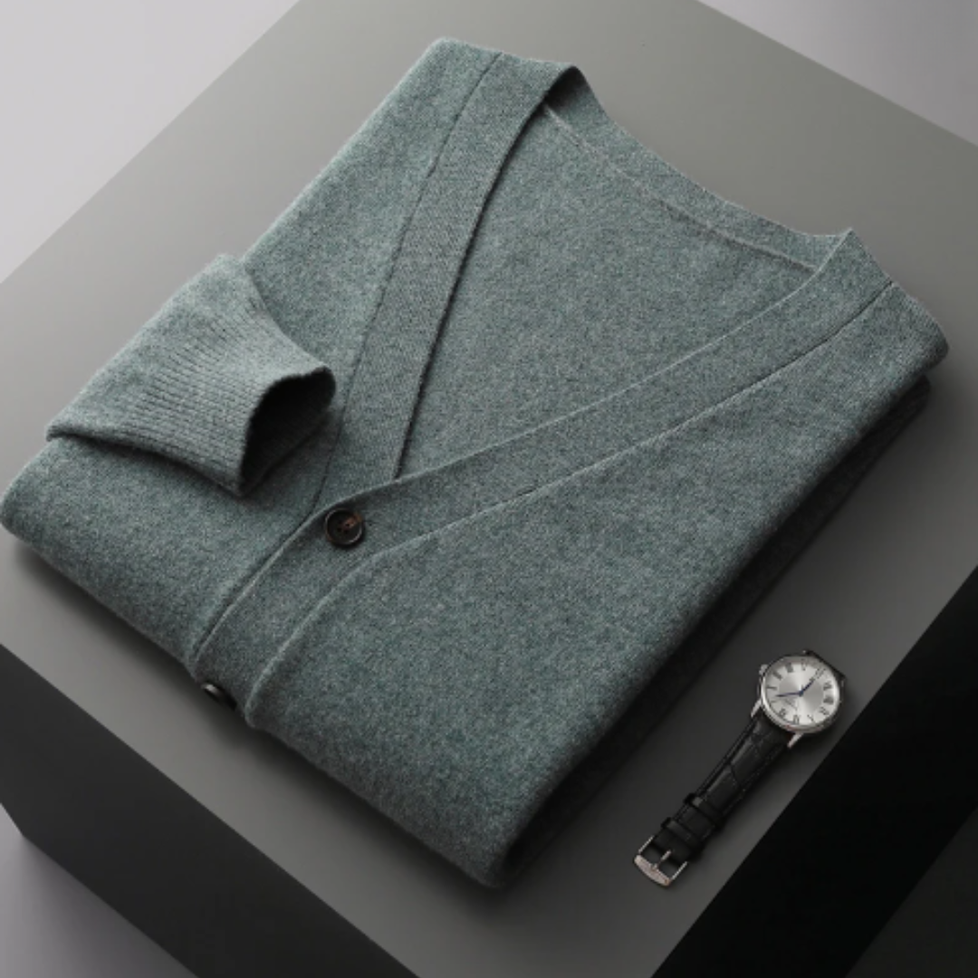 Men's Cashmere Cardigan Sweater in Black-2