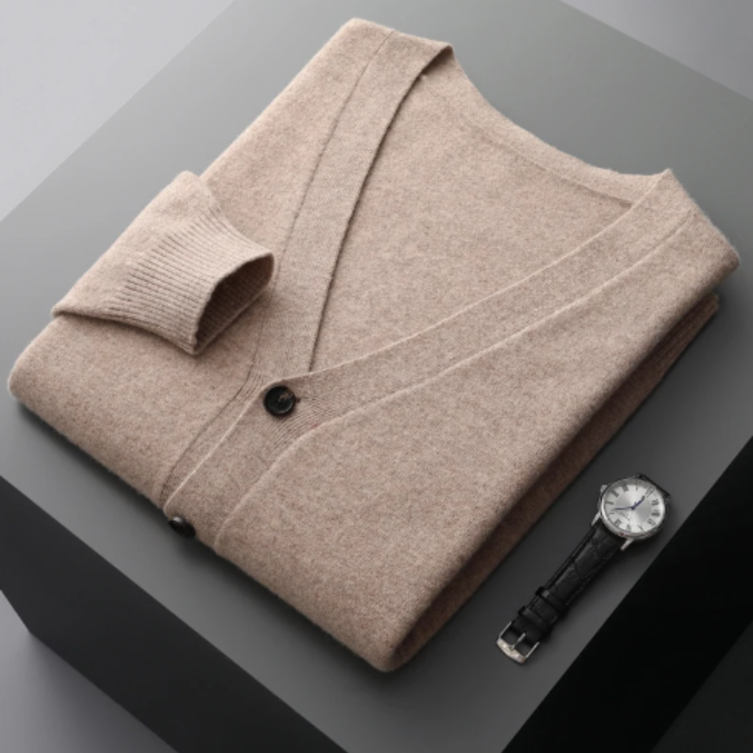Men's Cashmere Cardigan Sweater in Black-1