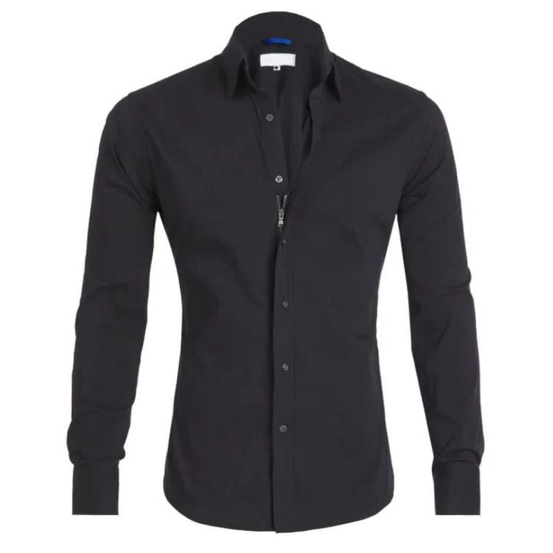 Men's Blouse Wrinkle-Free Zippered Design-1