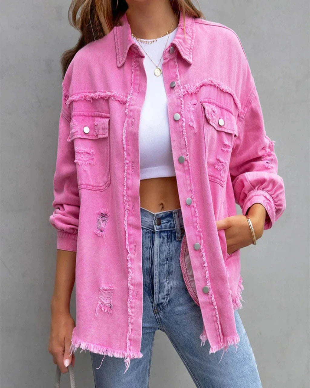 Variant image for Nienke | Women's Tattered Denim Jacket-11