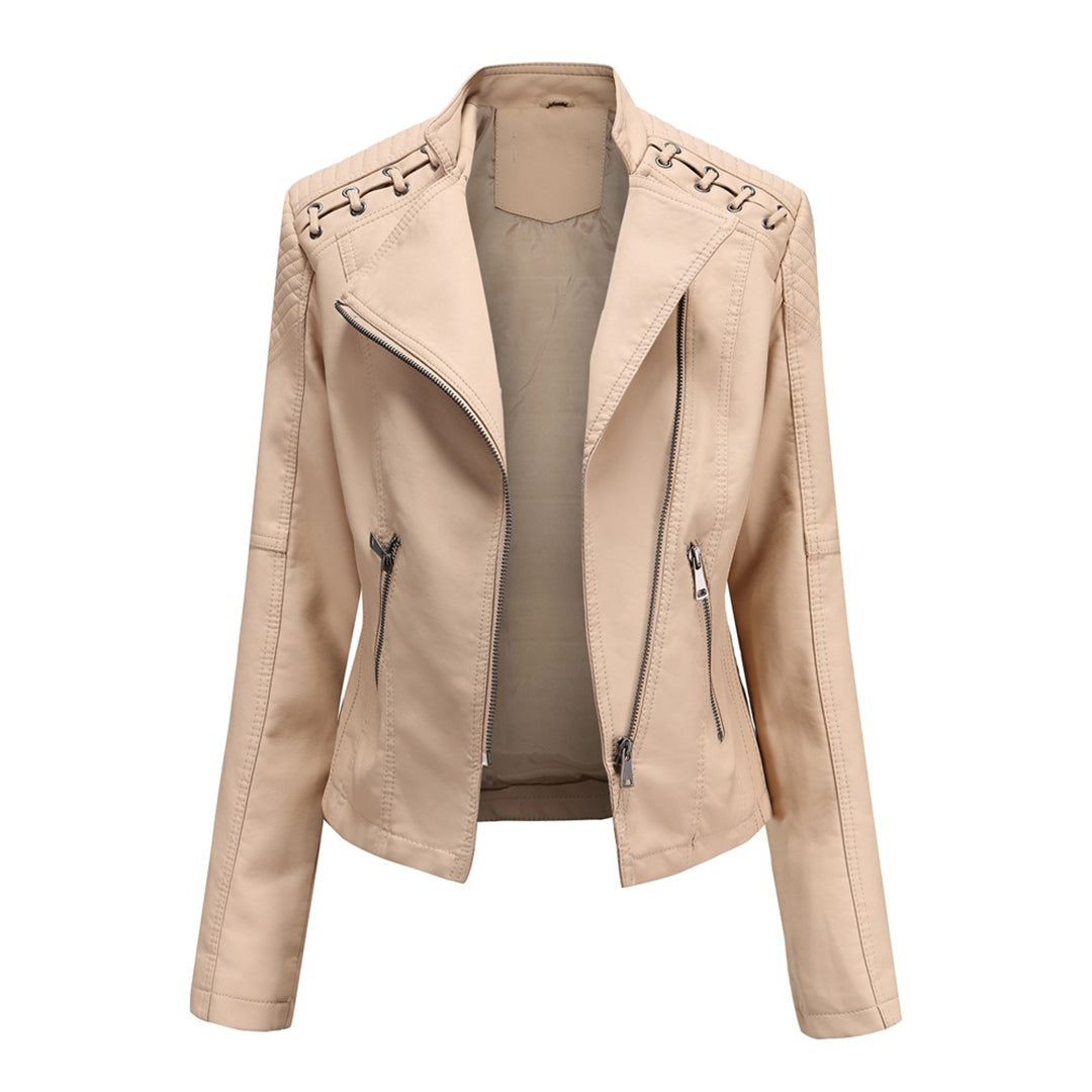 Women's PU Leather Jacket Stylish Design-5