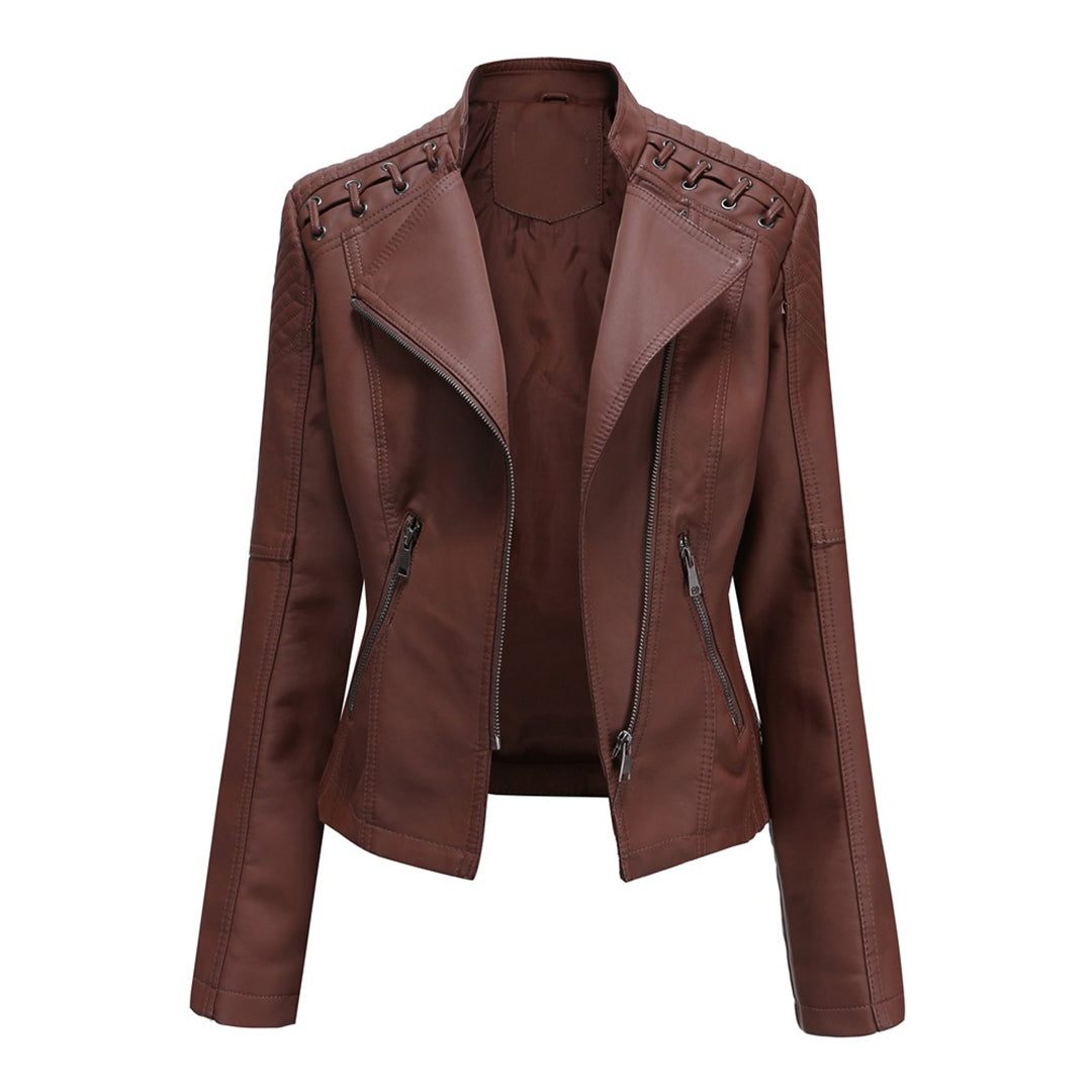 Women's PU Leather Jacket Stylish Design-2