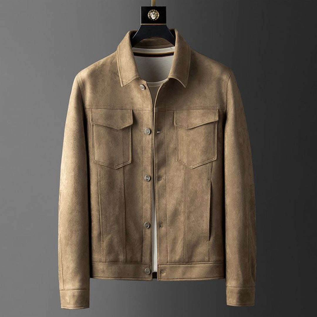 Men's Jacket Suede Polyester Thermal Lined-1