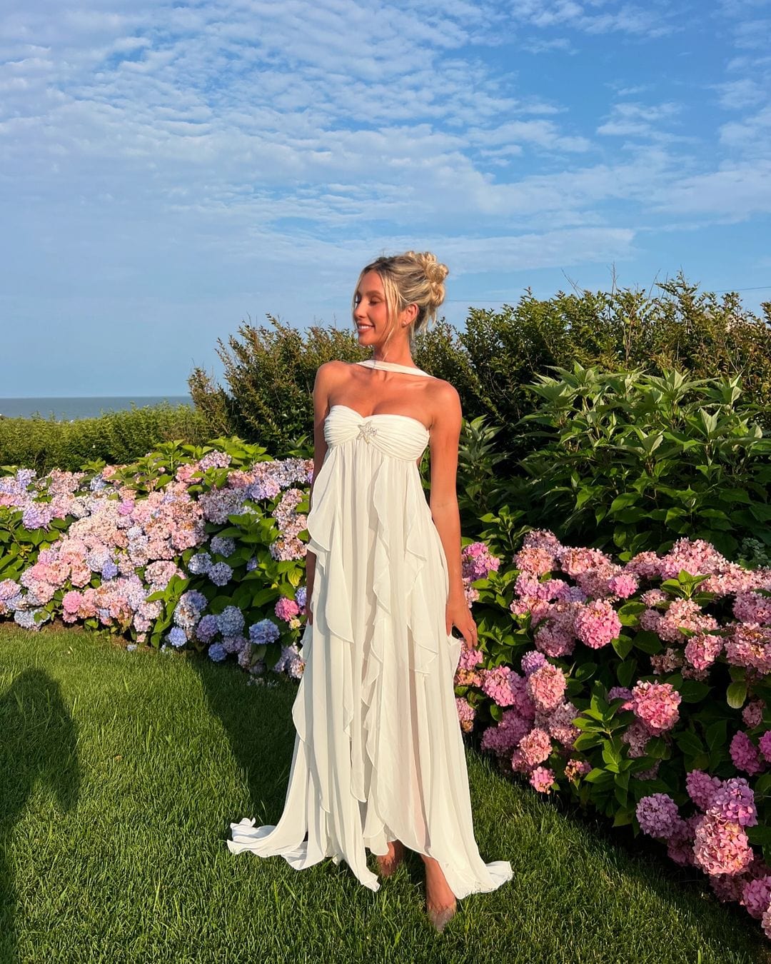 Women's White Lace Ruffle Dress-3