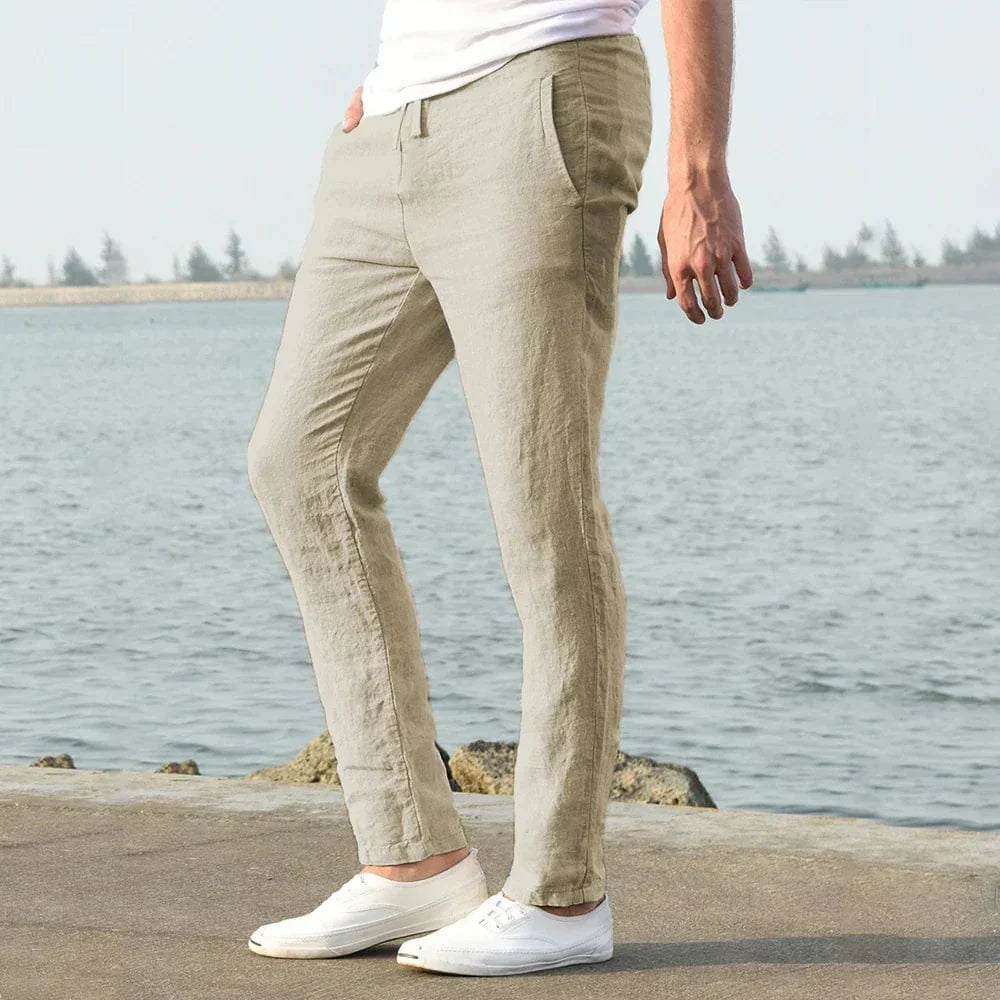 Men's Linen Pants Cotton Relaxed Fit-5