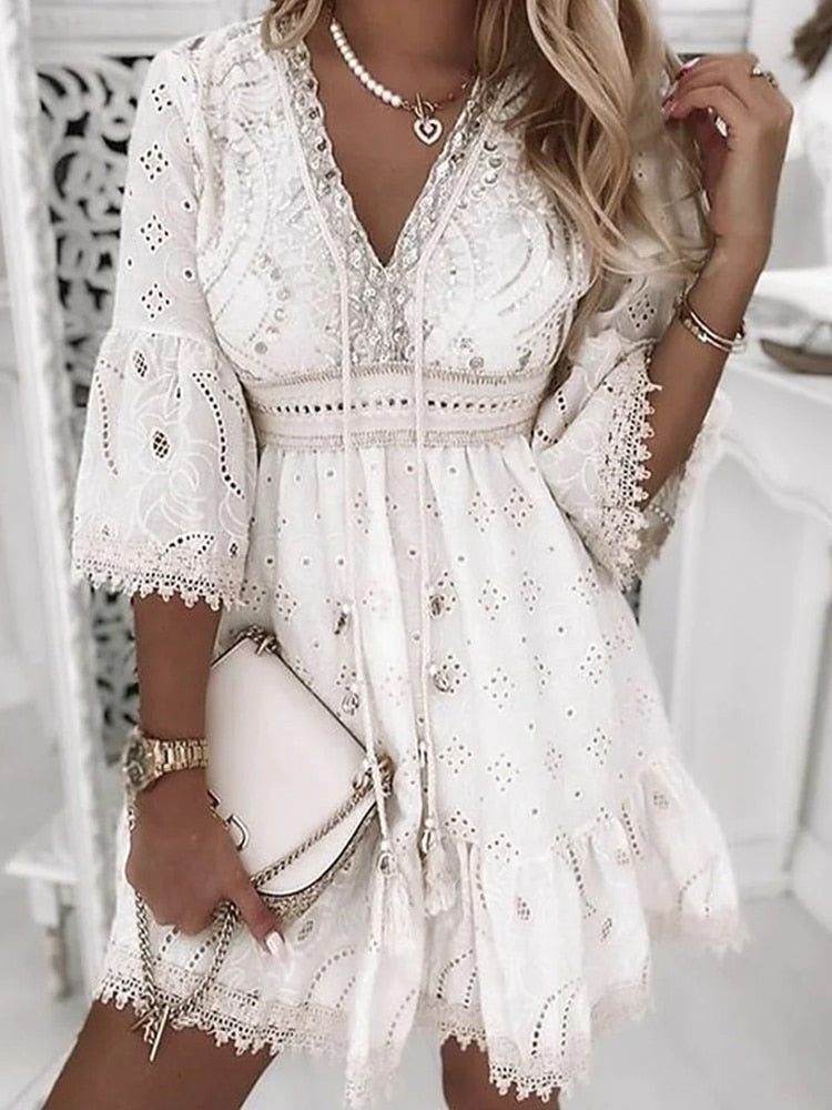 Variant image for Lotte | Women's Boho Lace Summer Dress-7