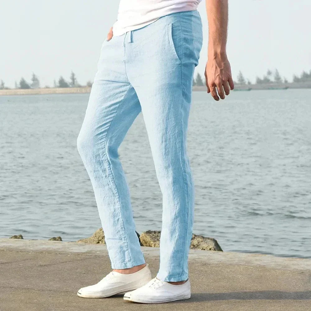 Men's Linen Pants Cotton Relaxed Fit-6