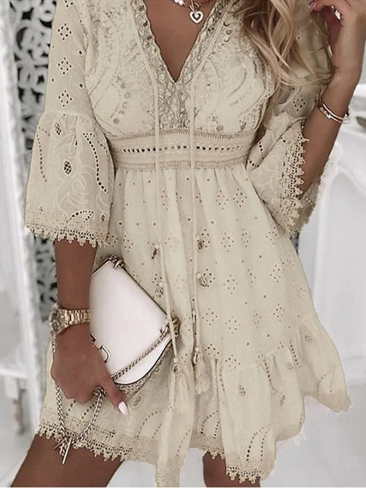 Lotte | Women's Boho Lace Summer Dress-1