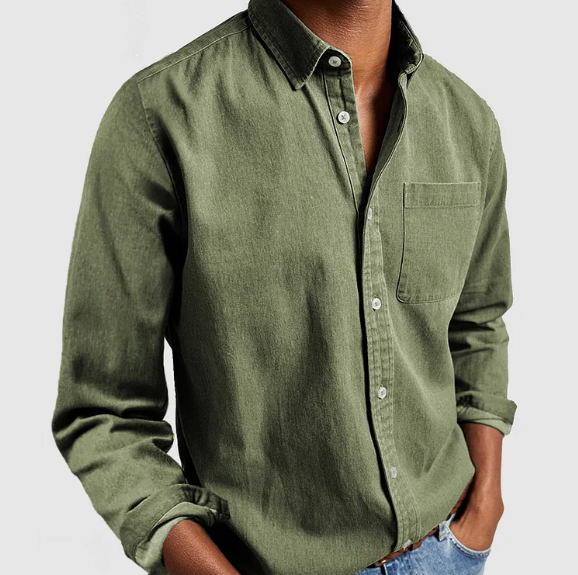 Men's Shirt Linen Cotton Blend Long Sleeve-2
