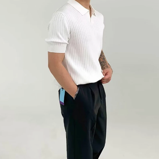 Men's Polo Shirt Ribbed Cotton-2