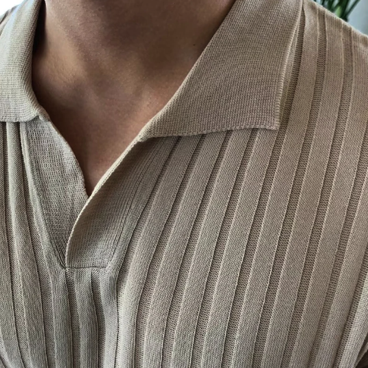 Men's Polo Shirt Ribbed Cotton-5