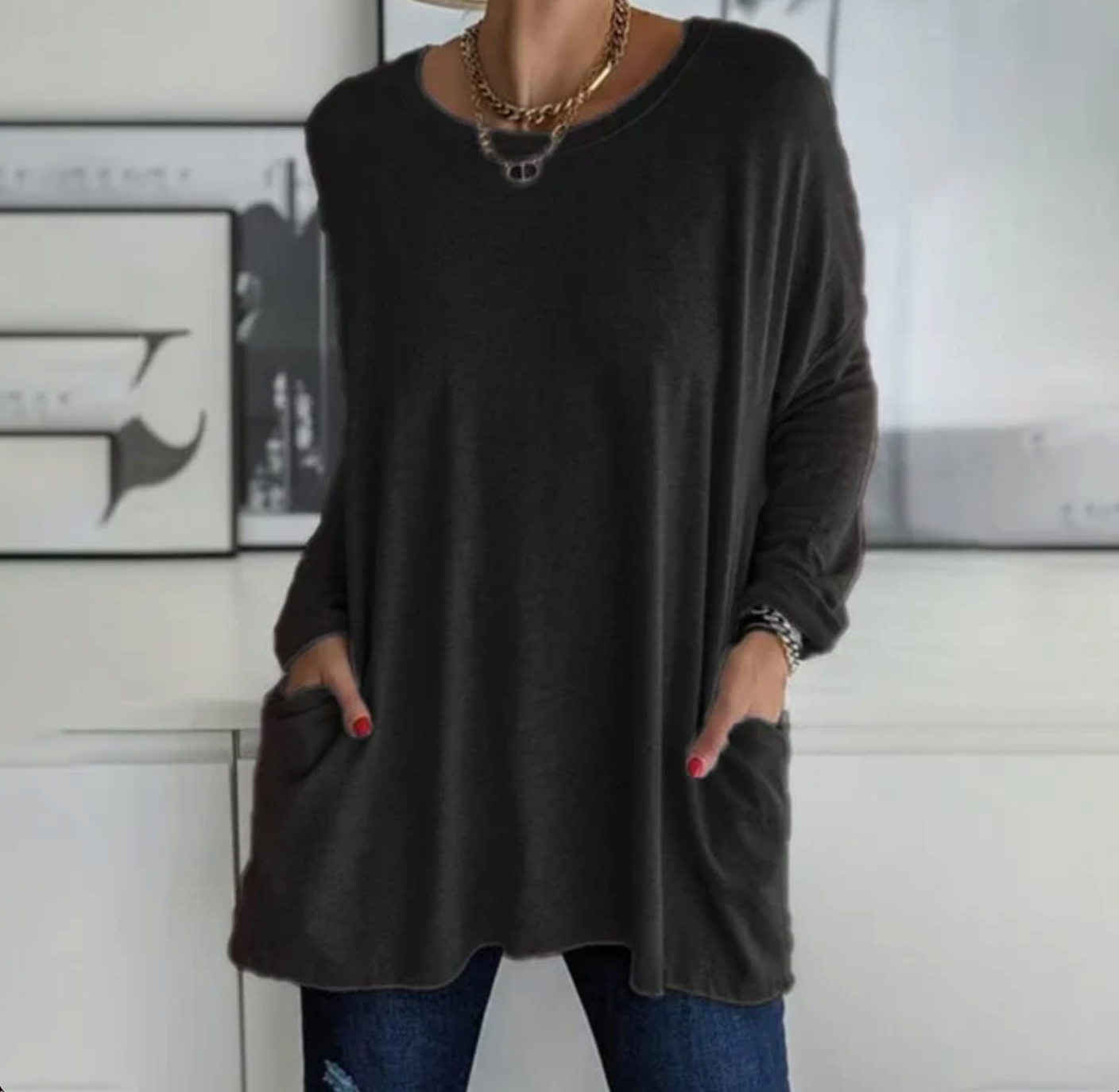 Variant image for Women's Long-Sleeved Top Cotton-17