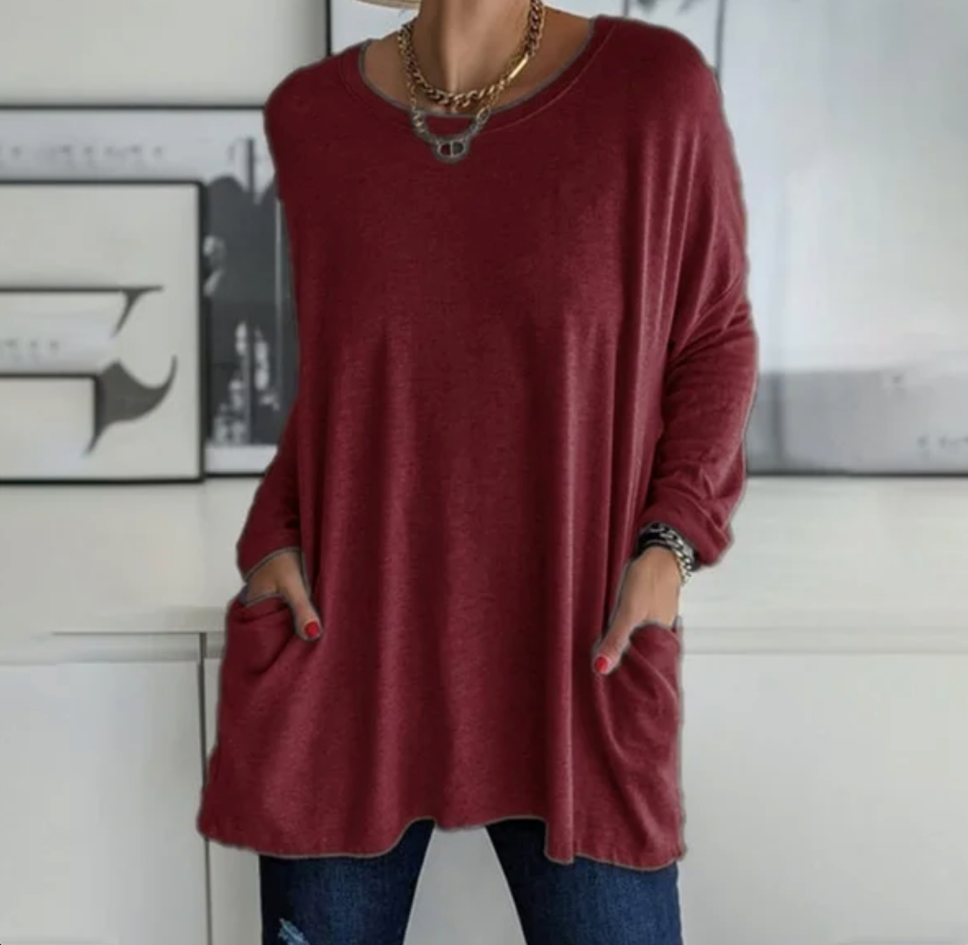 Variant image for Women's Long-Sleeved Top Cotton-28