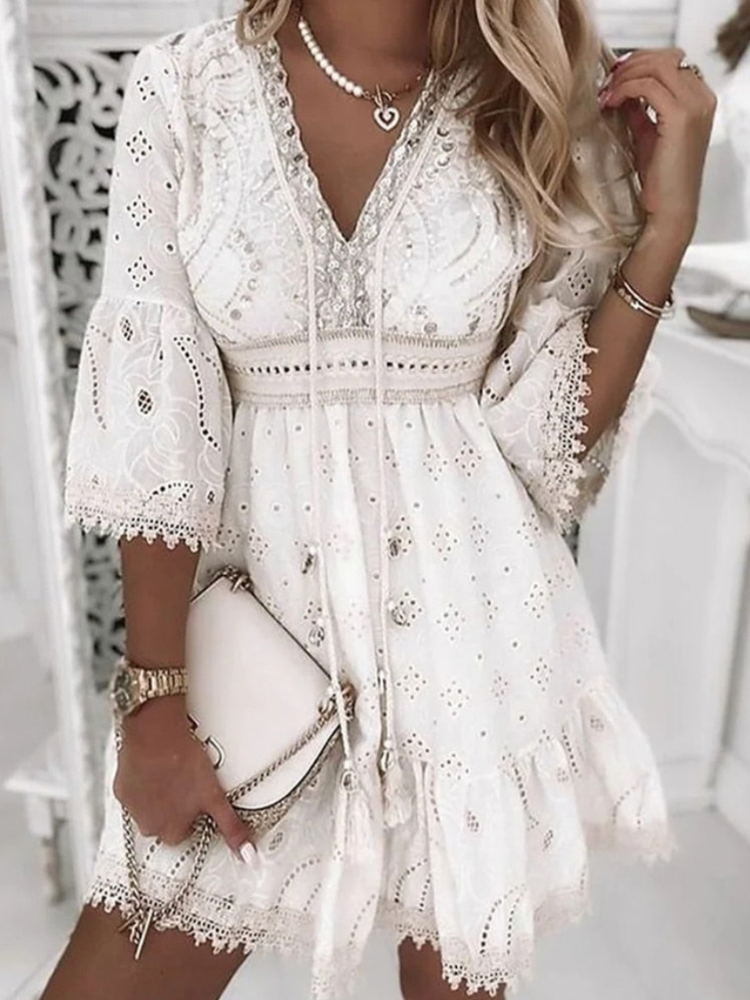 Lotte | Women's Boho Lace Summer Dress-2