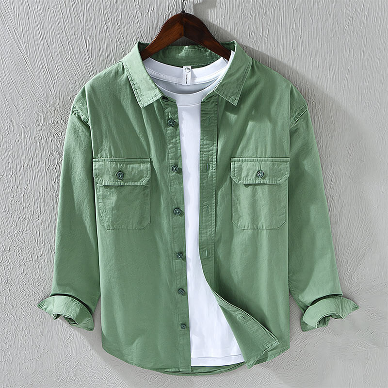 Variant image for Men's Casual Shirt Cotton Long Sleeve with Pockets-6