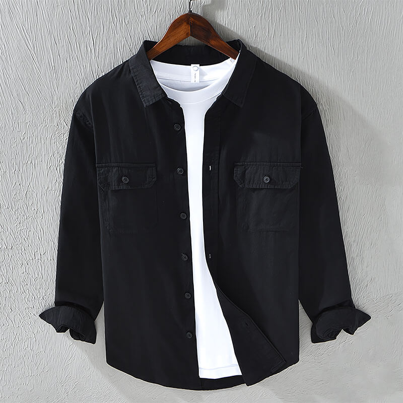 Variant image for Men's Casual Shirt Cotton Long Sleeve with Pockets-21