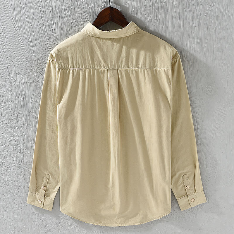 Men's Casual Shirt Cotton Long Sleeve with Pockets-6