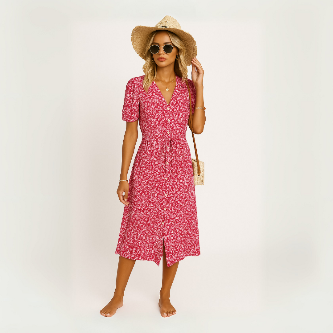 Women's Summer Midi Dress with Belt