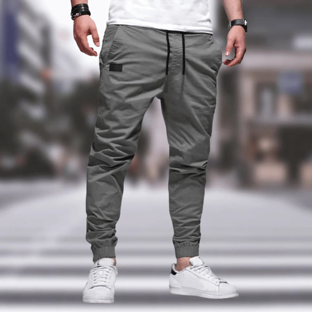 Men's Black Polyester Cargo Pants-1