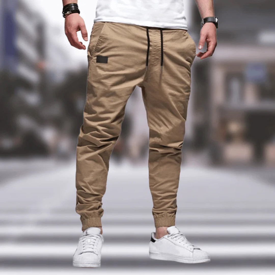 Men's Black Polyester Cargo Pants-2