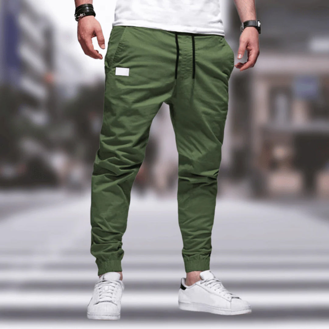 Men's Black Polyester Cargo Pants-4