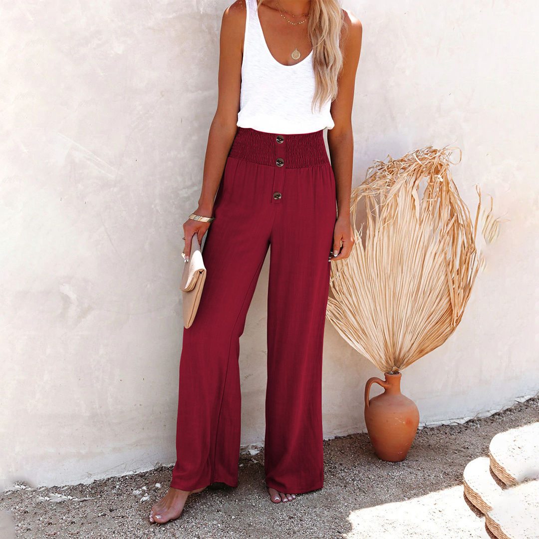 Women's Polyester Wide Leg Pants High Waist Loose Fit-6