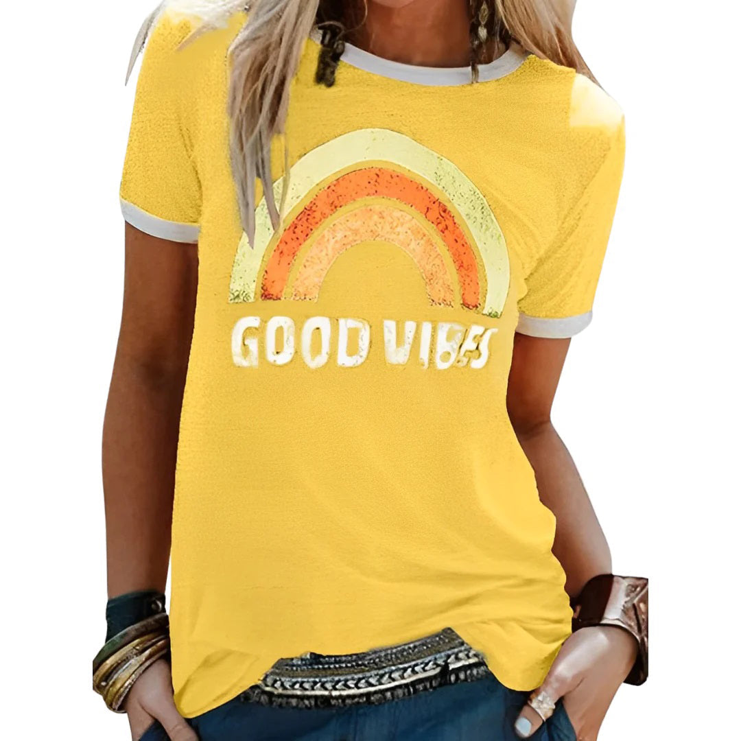 Women's Polyester Casual Shirt Rainbow Print-1