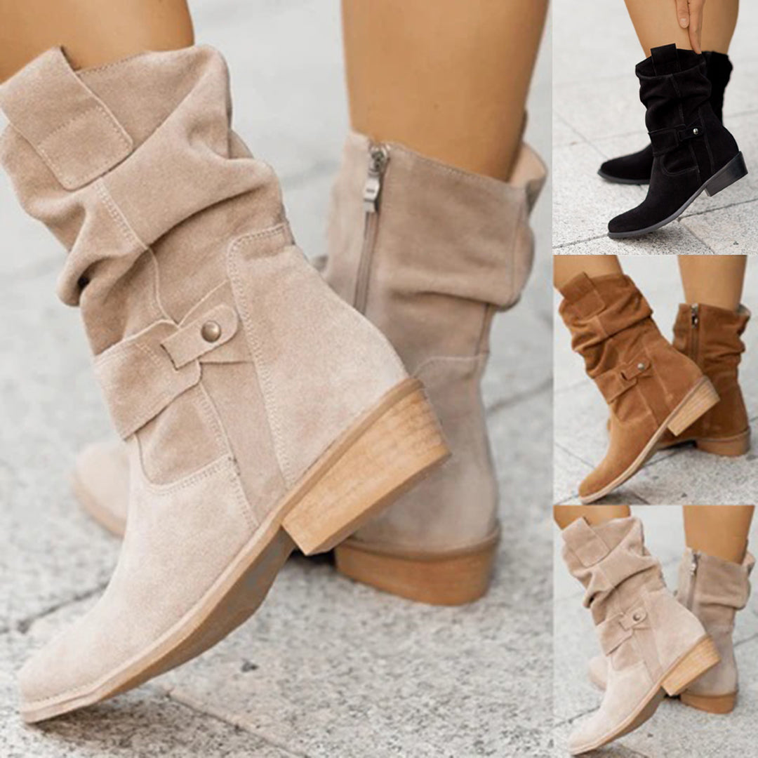 Women's Black Knee High Suede Boots-6