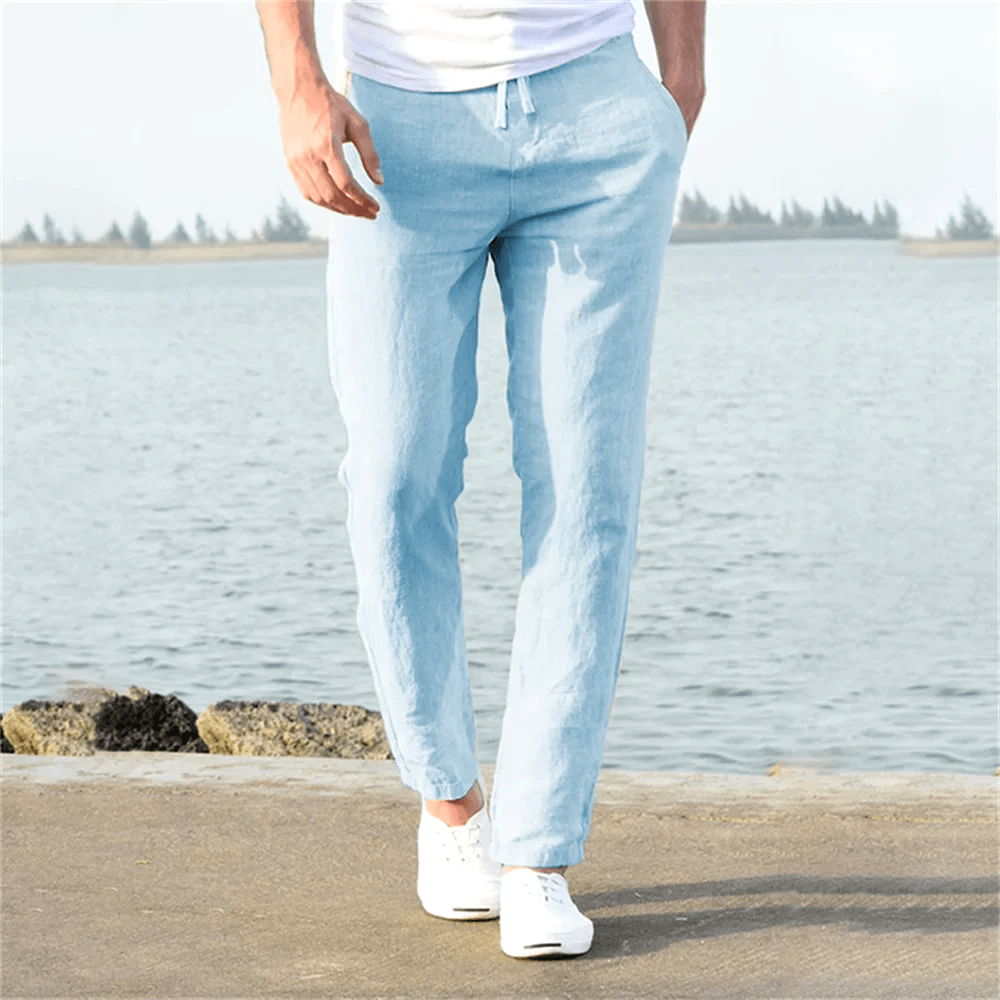 Men's Linen Pants Cotton Relaxed Fit-2