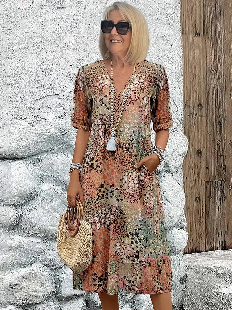 Women's Cotton Midi Dress Summer Dresses-1