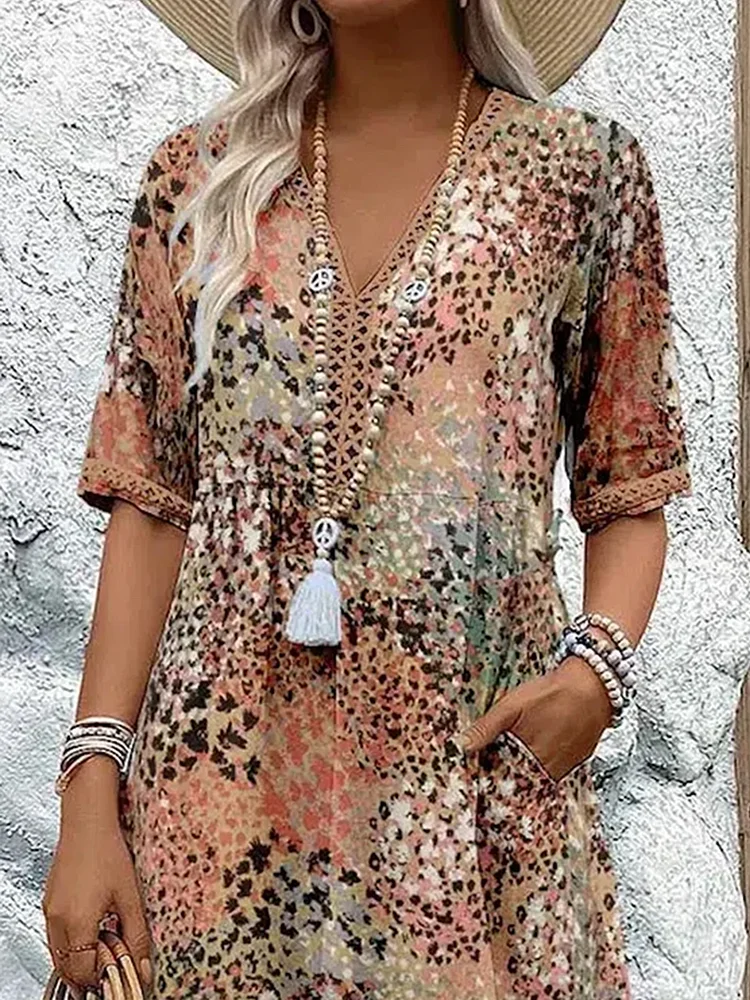 Women's Cotton Midi Dress Summer Dresses-6