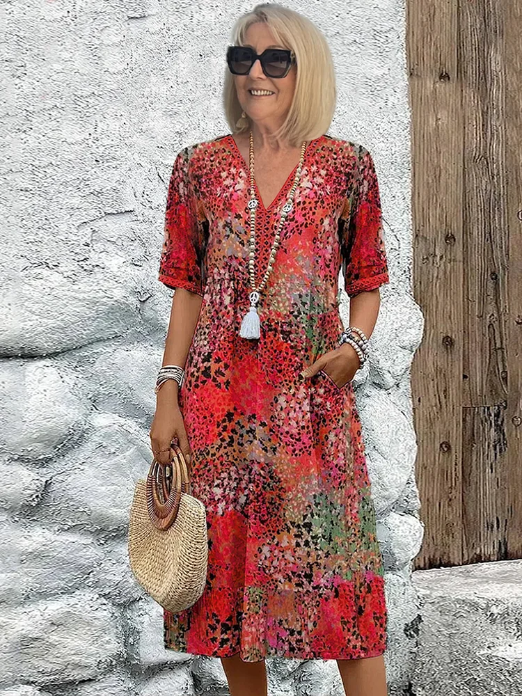 Women's Cotton Midi Dress Summer Dresses-2