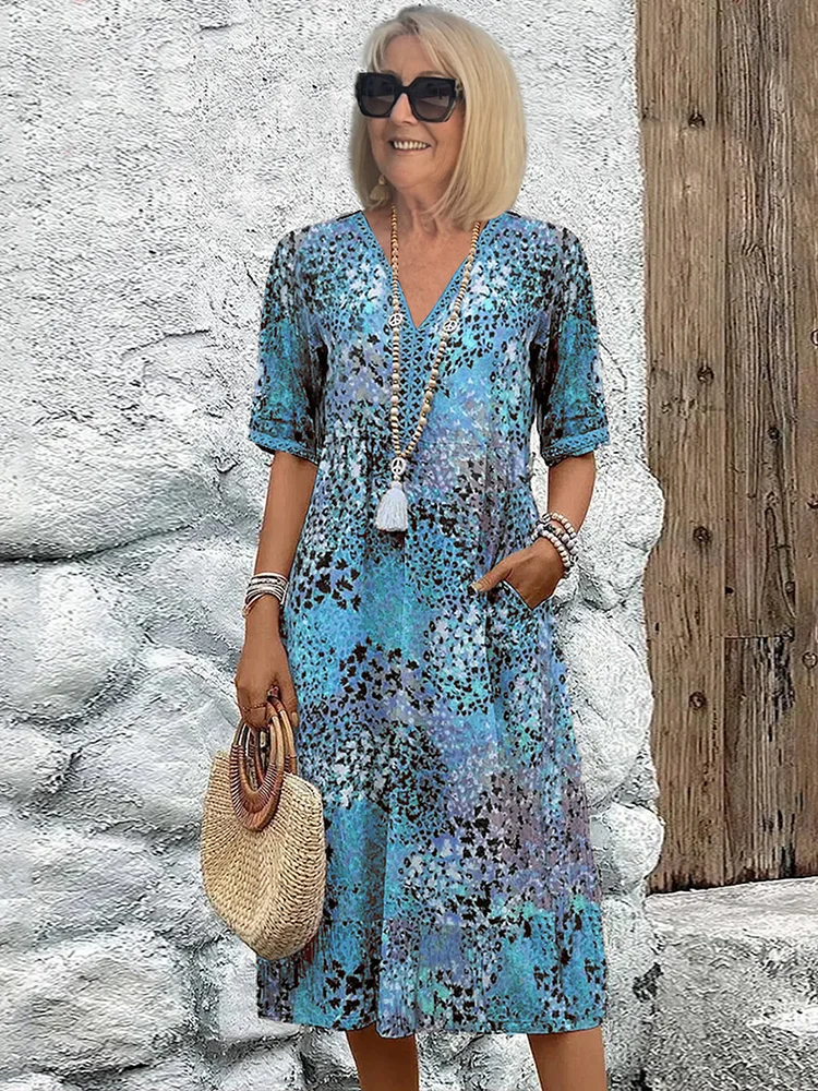 Variant image for Women's Cotton Midi Dress Summer Dresses-11