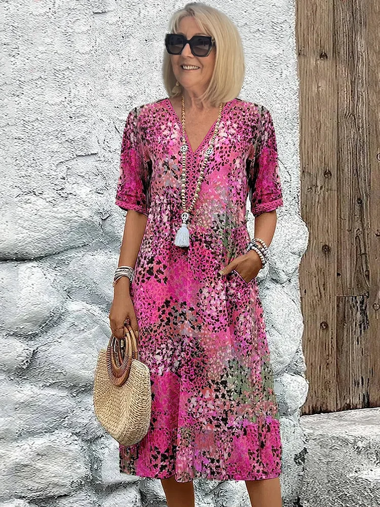 Women's Cotton Midi Dress Summer Dresses-4