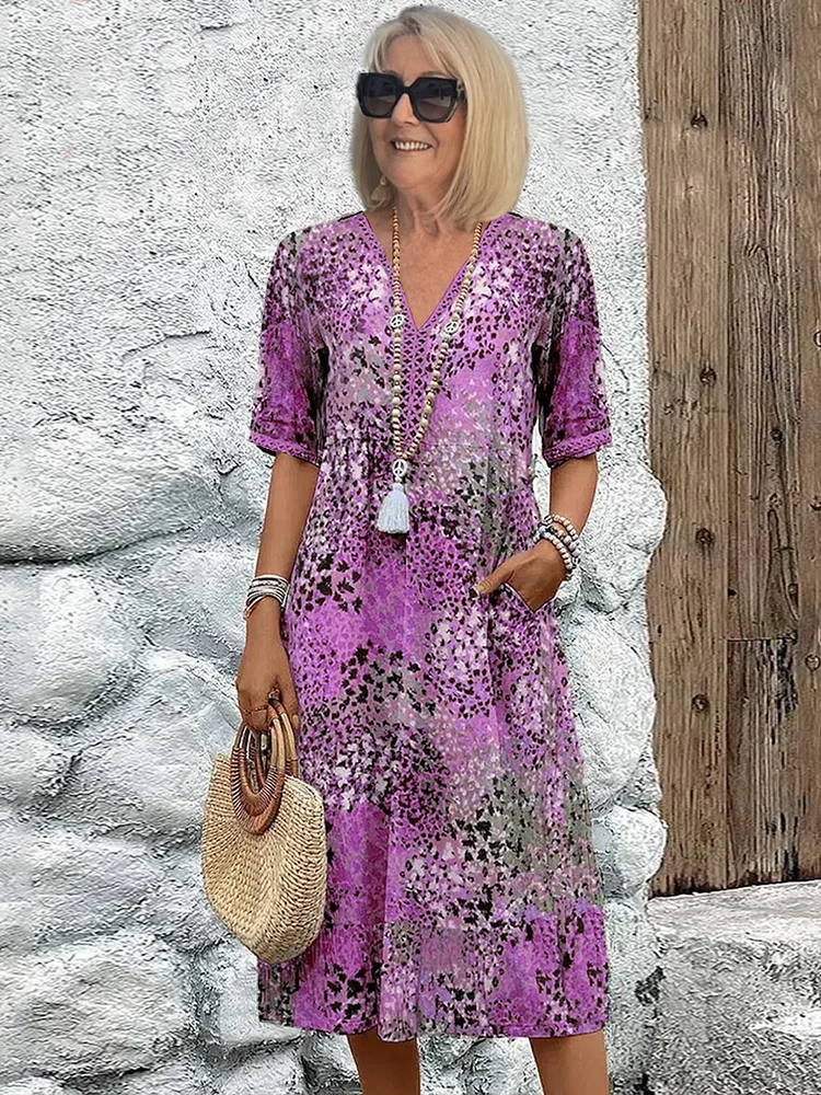 Women's Cotton Midi Dress Summer Dresses-5
