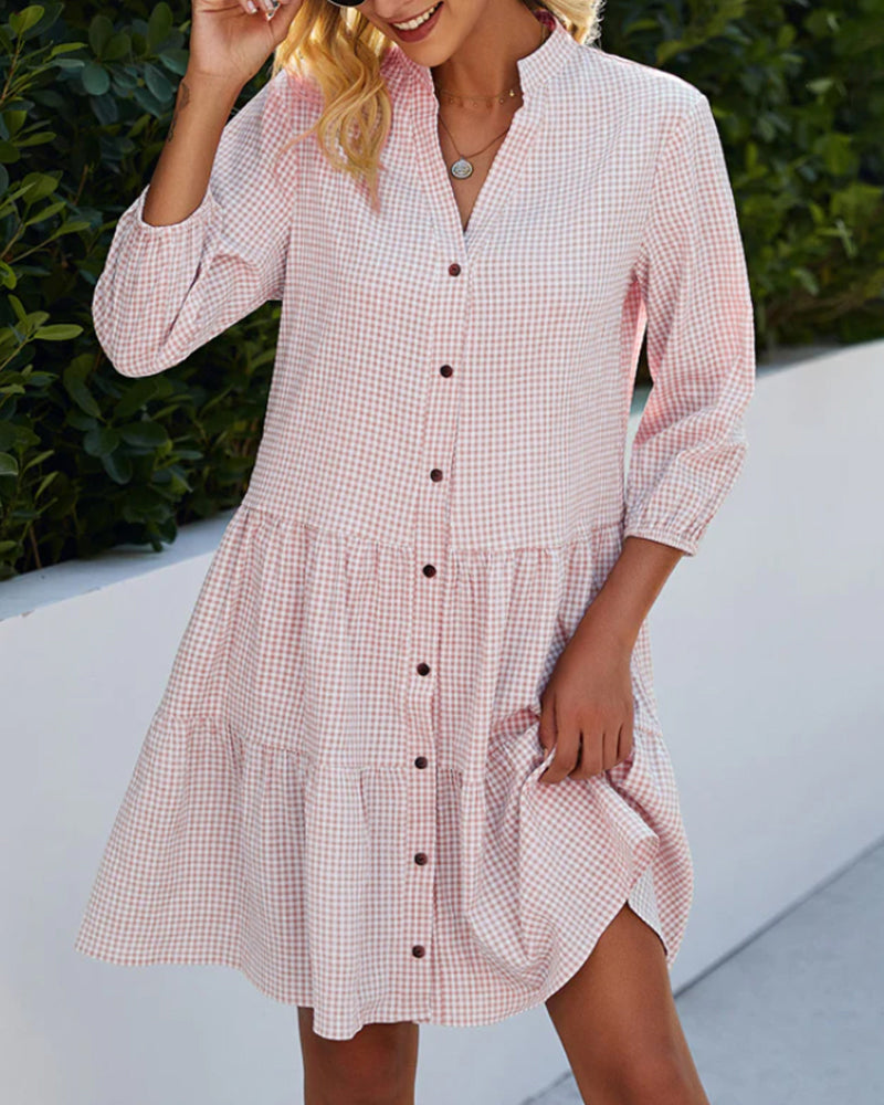 Women's A-Line Dress Polyester Stand-Up Collar-6
