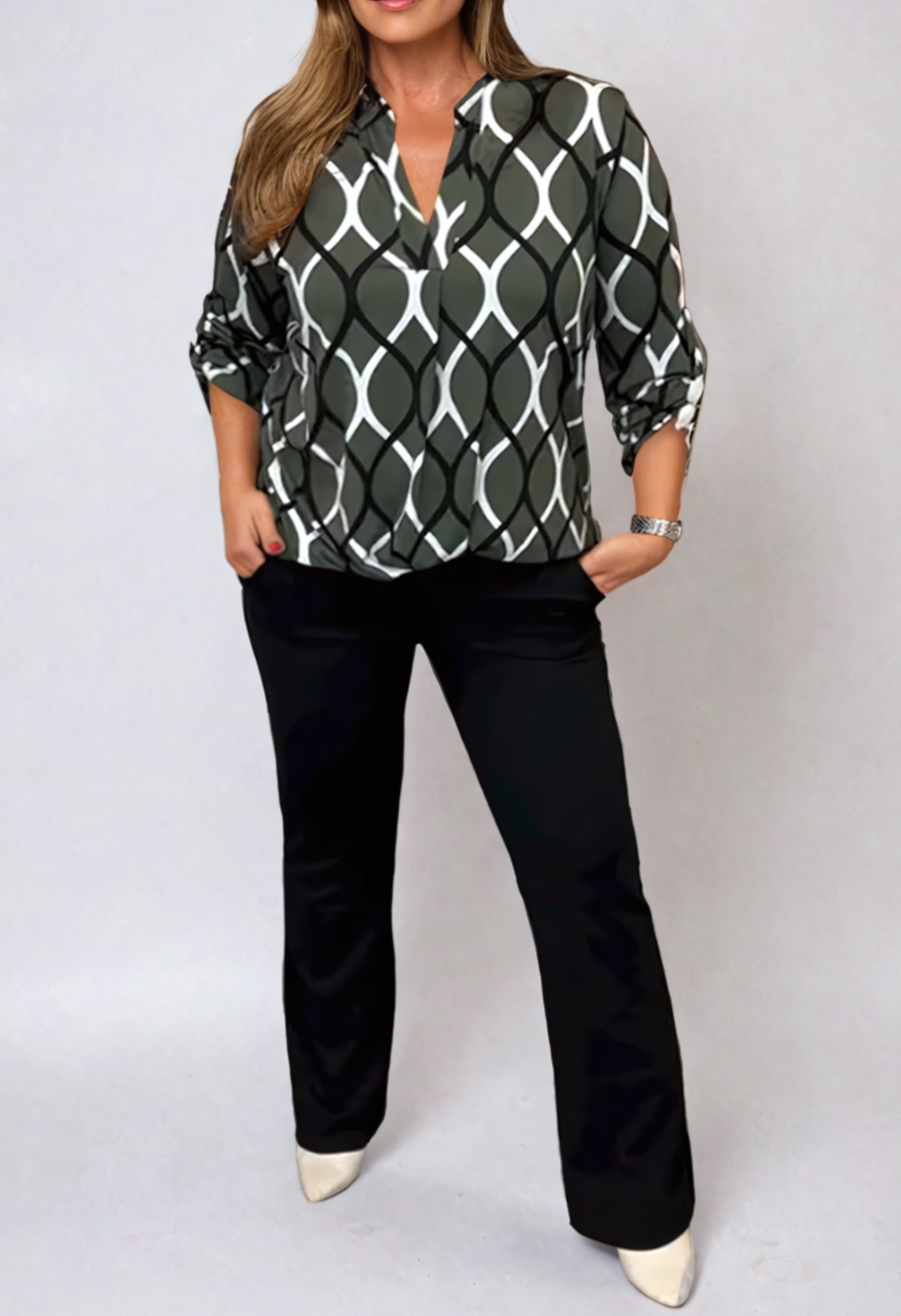 Women's Soft Long Sleeve Blouse Plus Size Tops-3