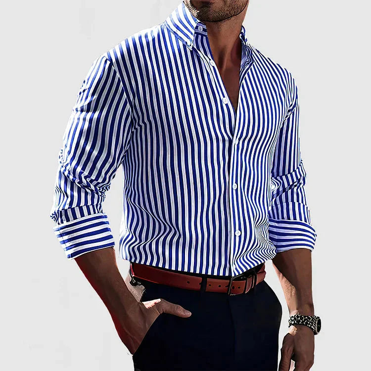 Men's Dress Shirt Striped Cotton-1