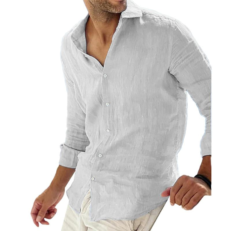 Variant image for Men's Long Sleeve Shirt Linen Cotton Blend-55