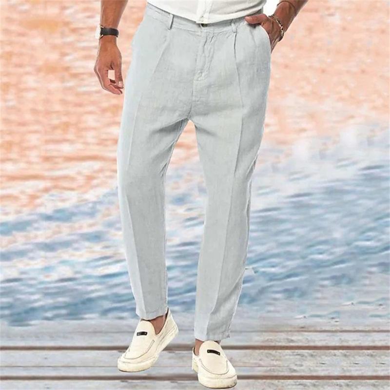 Men's Linen Pants Loose Fit Outdoor Trousers-1