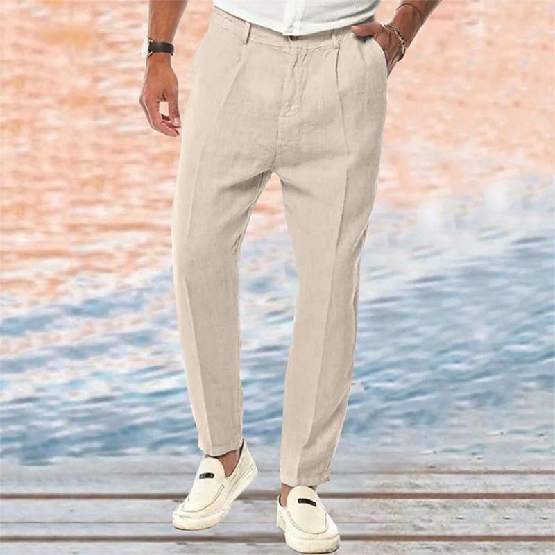Men's Linen Pants Loose Fit Outdoor Trousers-3